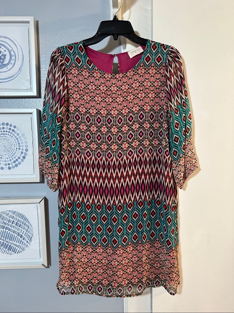 Everly Multicolor Geometric Dress Size M